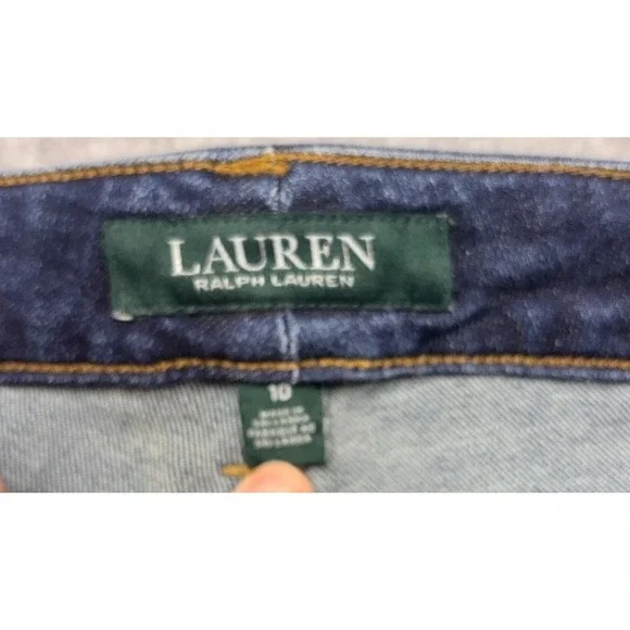 Lauren Ralph Lauren Womens Jeans Size 10 Dark Wash Embroidered Rare Print Crop - Picture 4 of 10